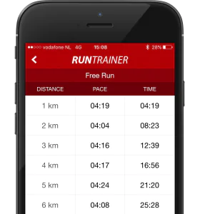 Pace overview in Run Trainer